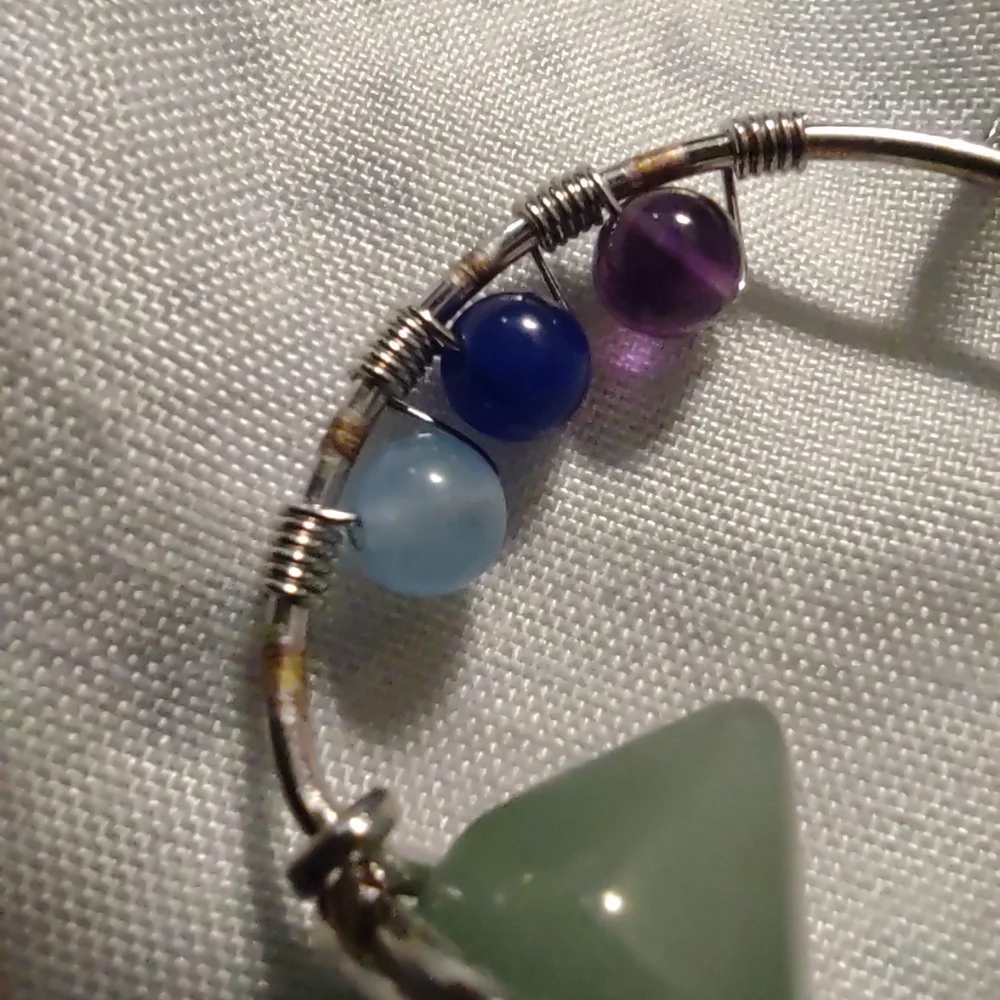 Green Aventurine Hexagon Pendulum with 7 Chakras Pendant - Picture 6 of 9